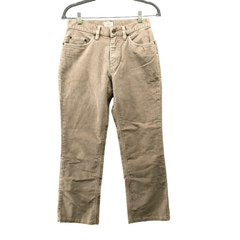 L.L. Bean Corduroy Pants Womens Size‎ 6 Reg Tan Beige Straight Leg Mid Rise